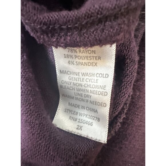 Market & Spruce Womens 2X Purple Knit Top With 3/4 Sleeves Rayon Blend Shirt - Picture 5 of 7